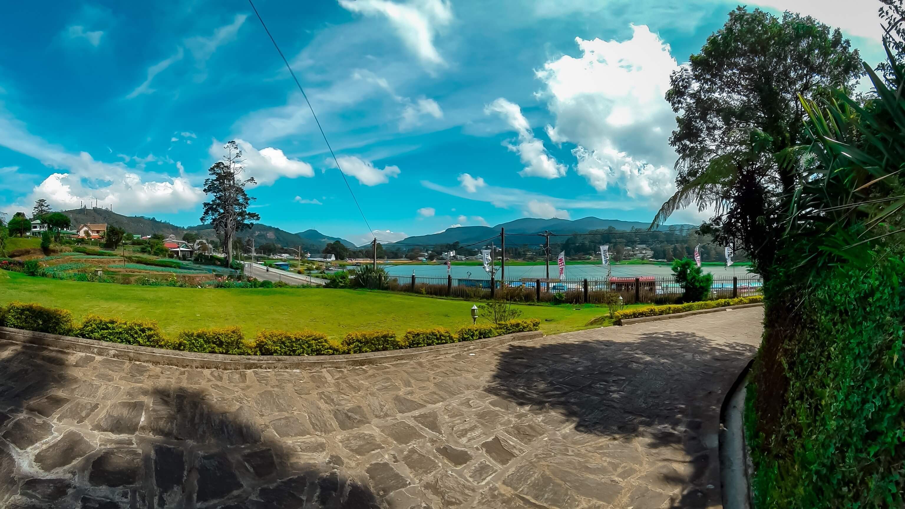 View of Gregory Lake and hills in Sri Lanka