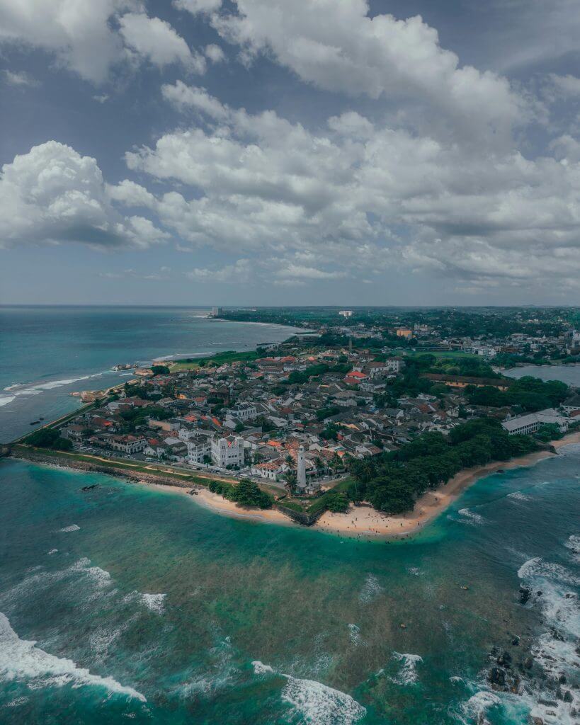 Galle Fort ramparts with Indian Ocean view